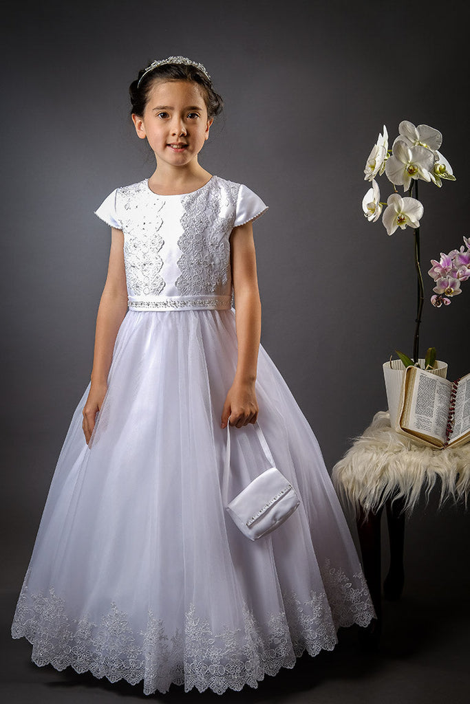 lace communion dresses ireland Premium Tulle and Lace Communion Dress Sleeves 12 Years